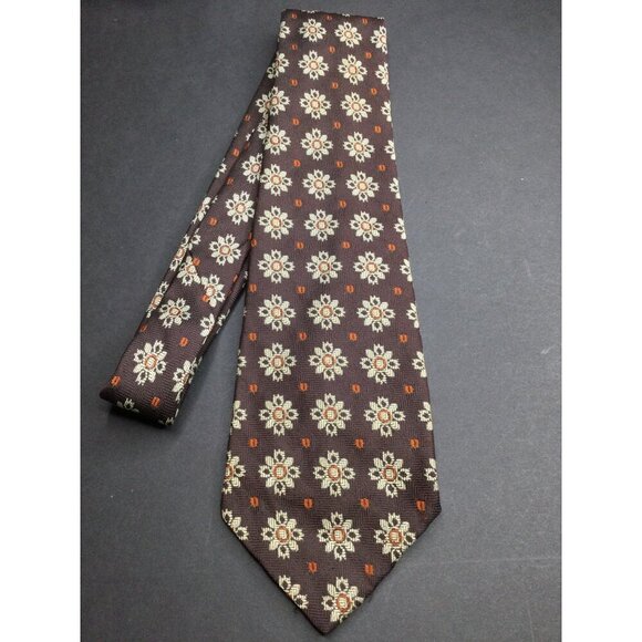 Vintage Andhurst Floral Patterned Brown Tie 100% Polyester Made in USA - Picture 2 of 8